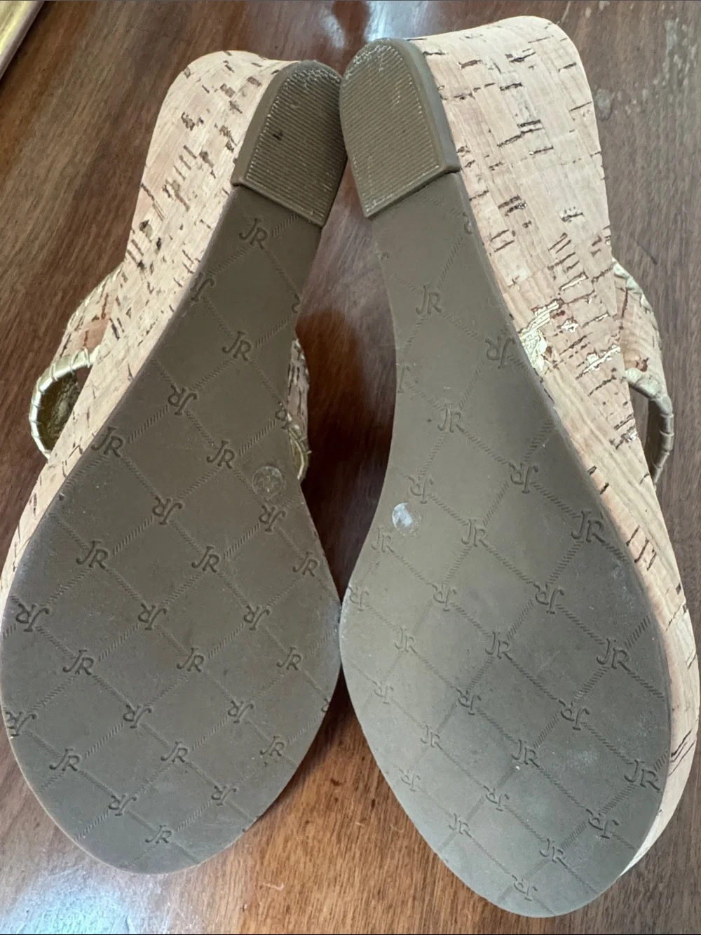 Jack Rogers Gold & Cork Toe-Post Wedge Sandal